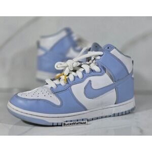 Nike Dunk High White Aluminum Blue Leather SB Laces DD1869-107 Womens Size 9